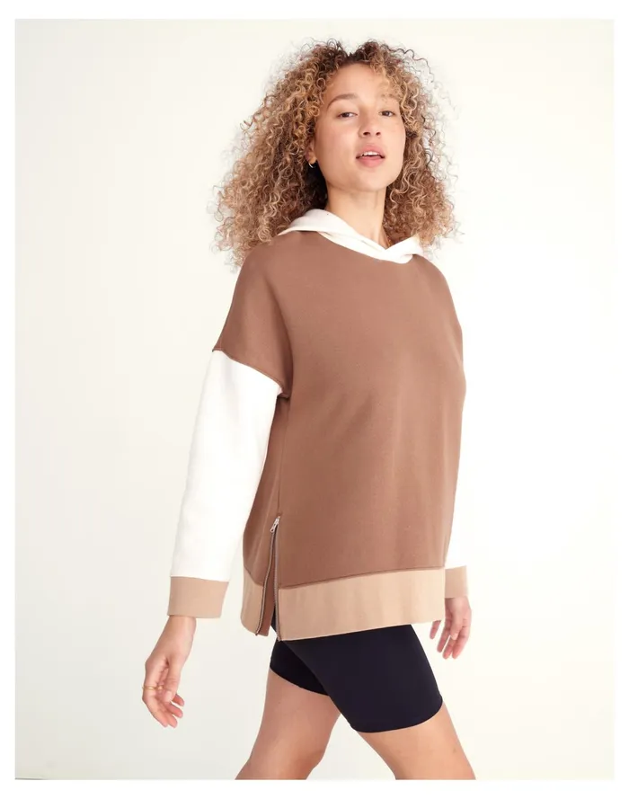 Women MWL Betterterry Side Zip Hoodie Sweatshirt In Colorblock Weathered Walnut Madewell MWL Athleisure Women MWL Betterterry Side Zip Hoodie Sweatshirt In Colorblock Weathered Walnut Madewell MWL Athleisure