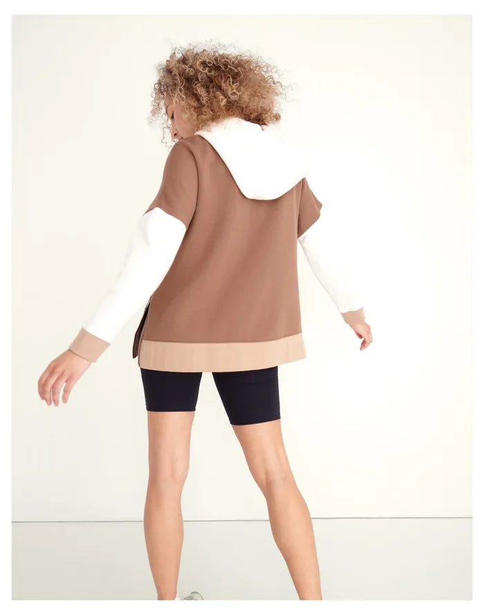 Women MWL Betterterry Side Zip Hoodie Sweatshirt In Colorblock Weathered Walnut Madewell MWL Athleisure Women MWL Betterterry Side Zip Hoodie Sweatshirt In Colorblock Weathered Walnut Madewell MWL Athleisure