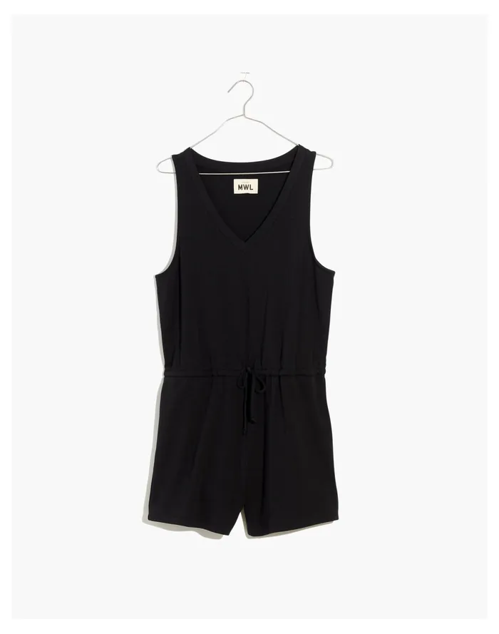 Women MWL Breeze Drawstring Romper True Black Madewell Pajamas Women MWL Breeze Drawstring Romper True Black Madewell Pajamas