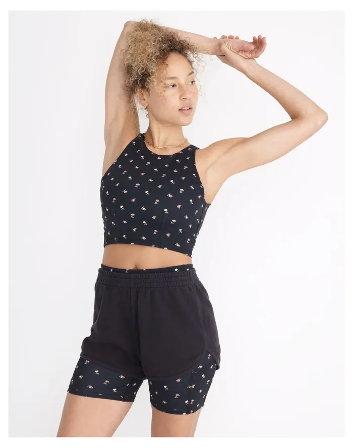 Women MWL Curved Hem Sweatshorts Black Coal Madewell MWL Athleisure