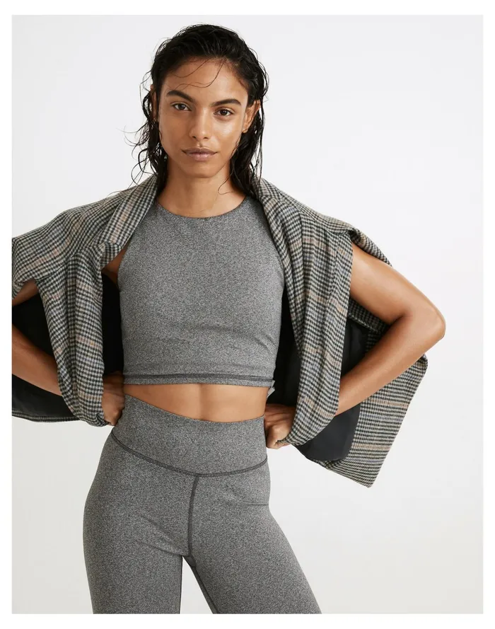 Women MWL Form Racerback Crop Top In Heathered Charcoal Hthr Charcoal Madewell Activewear Women MWL Form Racerback Crop Top In Heathered Charcoal Hthr Charcoal Madewell Activewear
