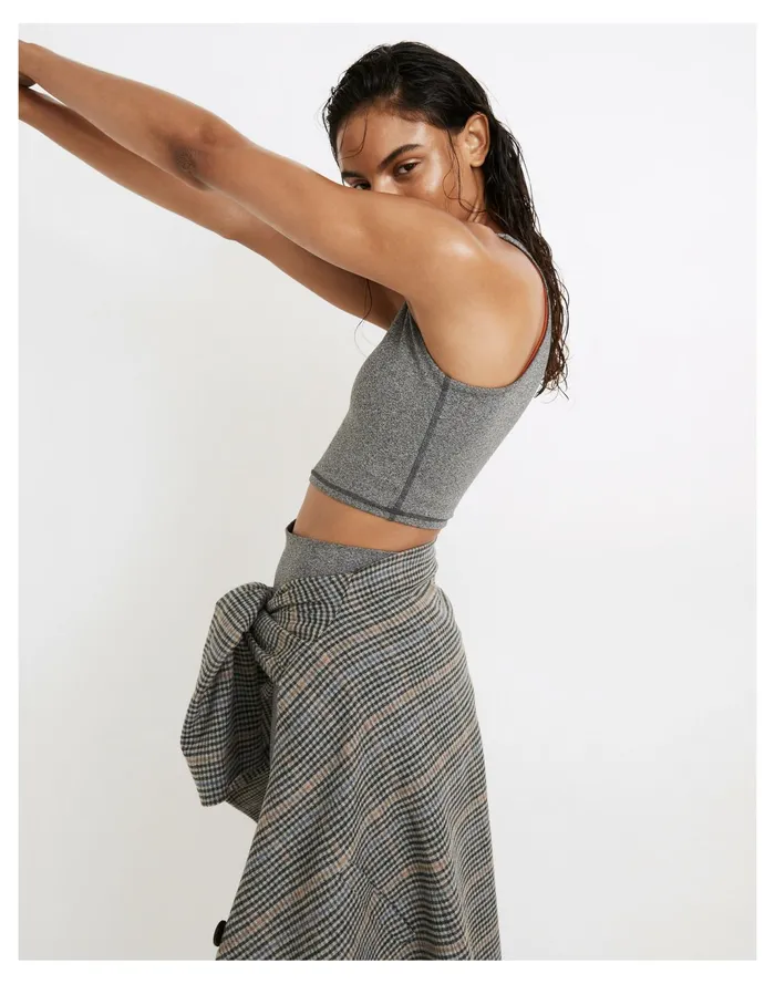 Women MWL Form Racerback Crop Top In Heathered Charcoal Hthr Charcoal Madewell Activewear