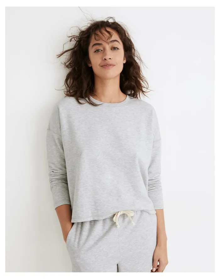 Women MWL Superbrushed Easygoing Sweatshirt Icy Hthr Madewell MWL Athleisure