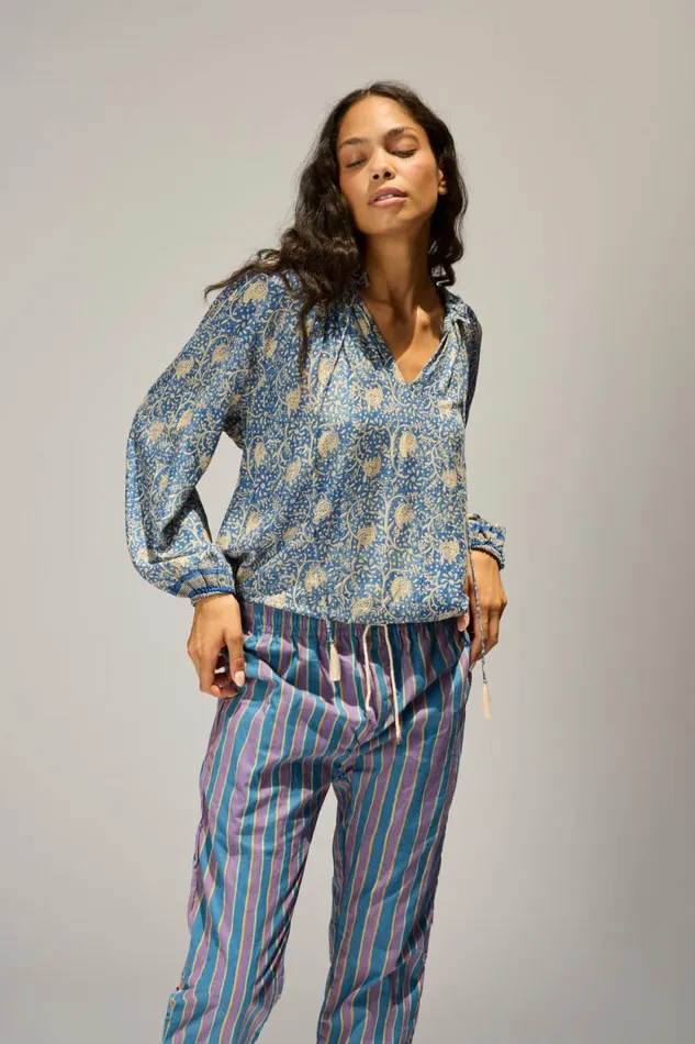 Women Natalie Martin Bottoms William Pant Men039s Batik Stripe Lavender