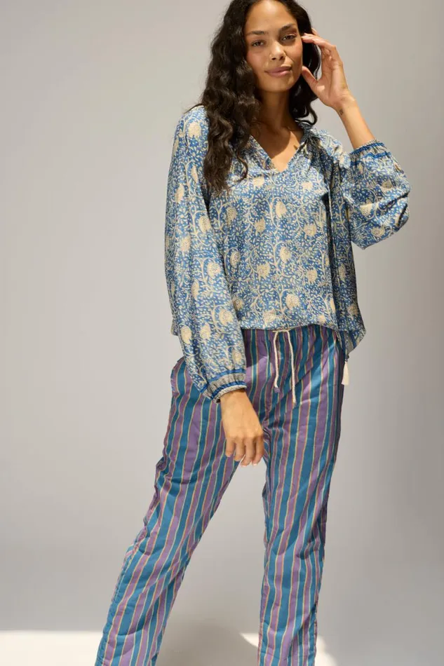 Women Natalie Martin Bottoms William Pant Men039s Batik Stripe Lavender