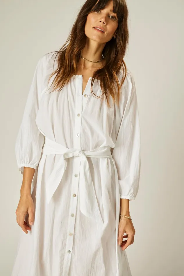 Women Natalie Martin Coverups Alex Midi With Sash White Flat Cotton