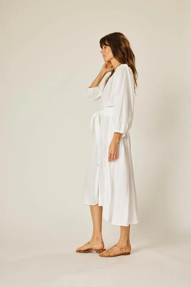 Women Natalie Martin Coverups Alex Midi With Sash White Flat Cotton