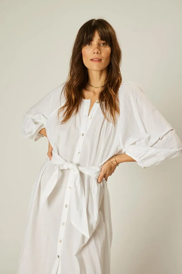 Women Natalie Martin Coverups Alex Midi With Sash White Flat Cotton