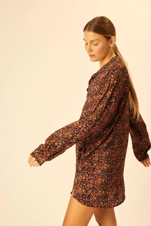 Women Natalie Martin Coverups Aprs Swim Shirt Petite Fleur Noire