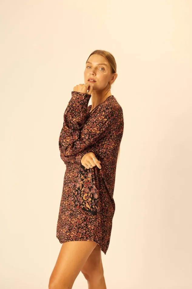 Women Natalie Martin Coverups Aprs Swim Shirt Petite Fleur Noire