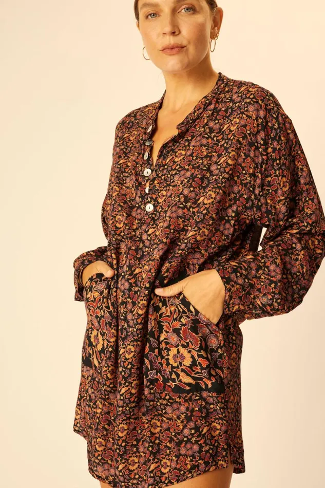 Women Natalie Martin Coverups Aprs Swim Shirt Petite Fleur Noire