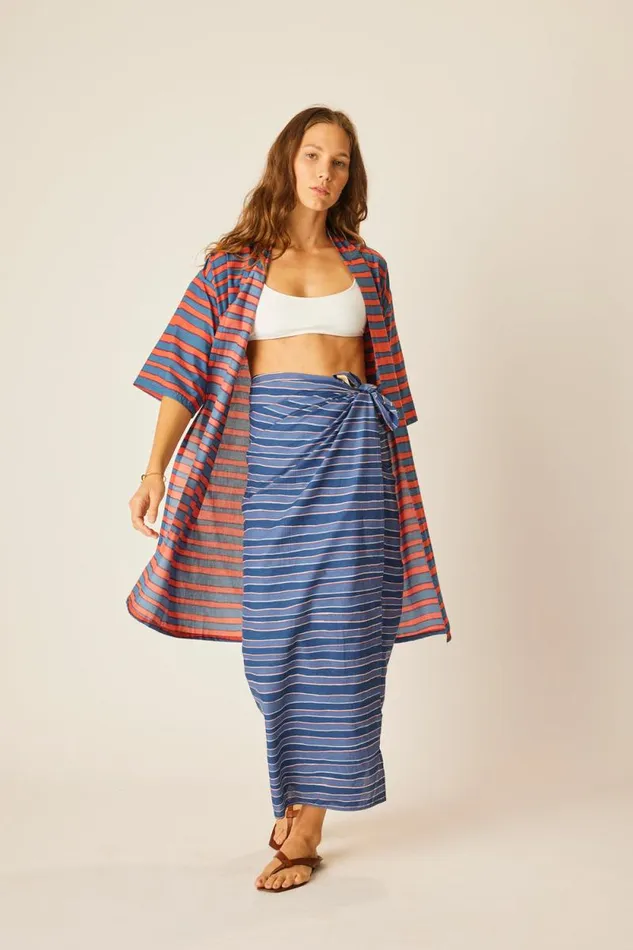 Women Natalie Martin Coverups Lennon Kimono Batik Stripe Blood Orange