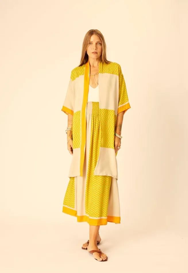Women Natalie Martin Coverups Lennon Kimono Block Zigzag Tangerine