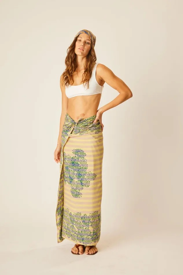 Women Natalie Martin Coverups Sarong Batik Chrysanthemum Bluegreen