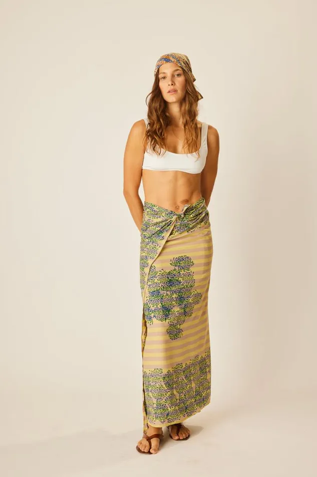 Women Natalie Martin Coverups Sarong Batik Chrysanthemum Bluegreen