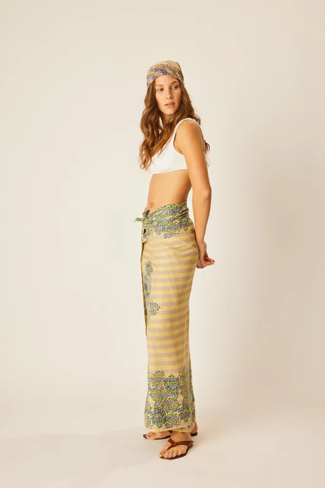 Women Natalie Martin Coverups Sarong Batik Chrysanthemum Bluegreen