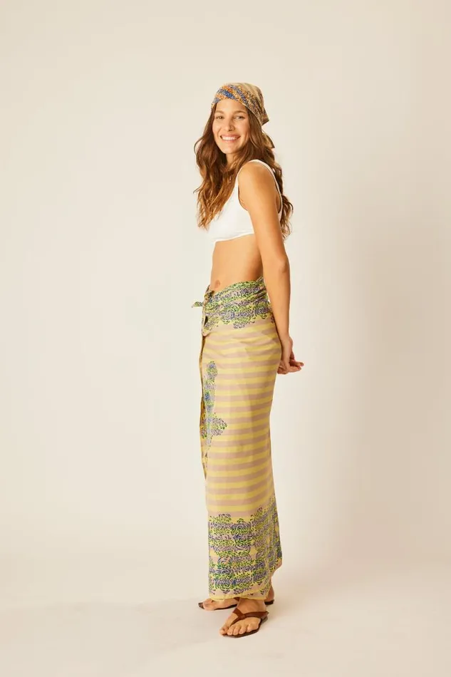 Women Natalie Martin Coverups Sarong Batik Chrysanthemum Bluegreen