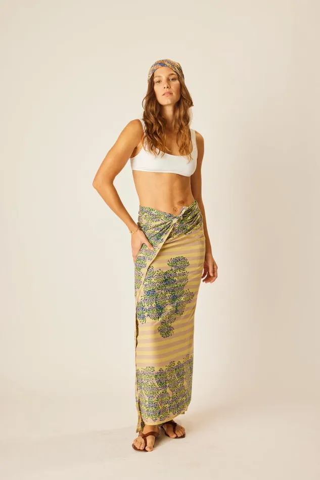 Women Natalie Martin Coverups Sarong Batik Chrysanthemum Bluegreen