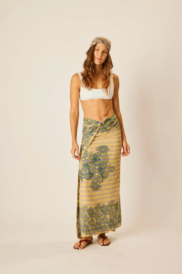 Women Natalie Martin Coverups Sarong Batik Chrysanthemum Bluegreen