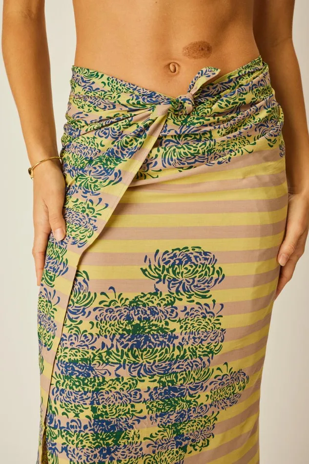Women Natalie Martin Coverups Sarong Batik Chrysanthemum Bluegreen