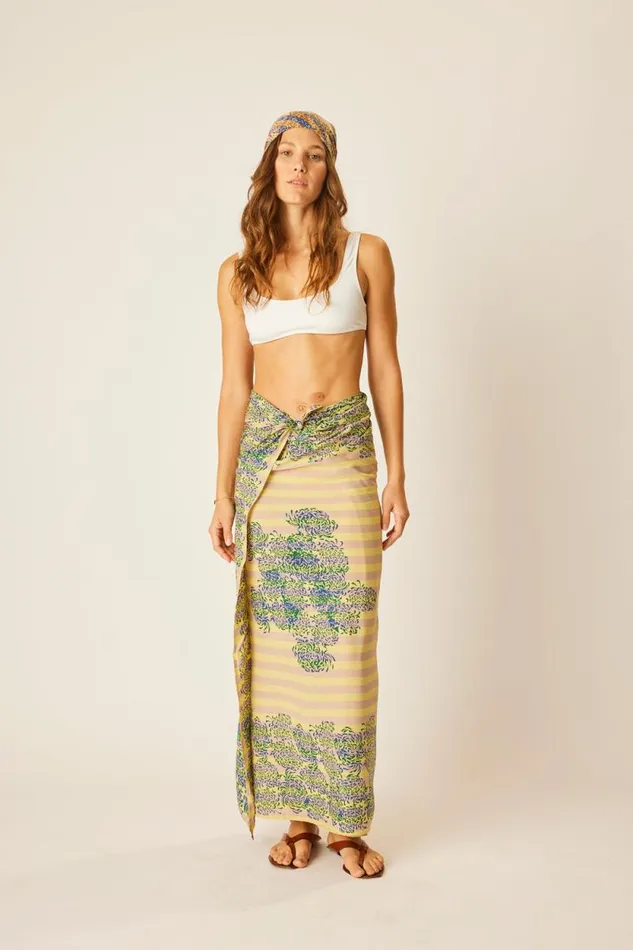 Women Natalie Martin Coverups Sarong Batik Chrysanthemum Bluegreen