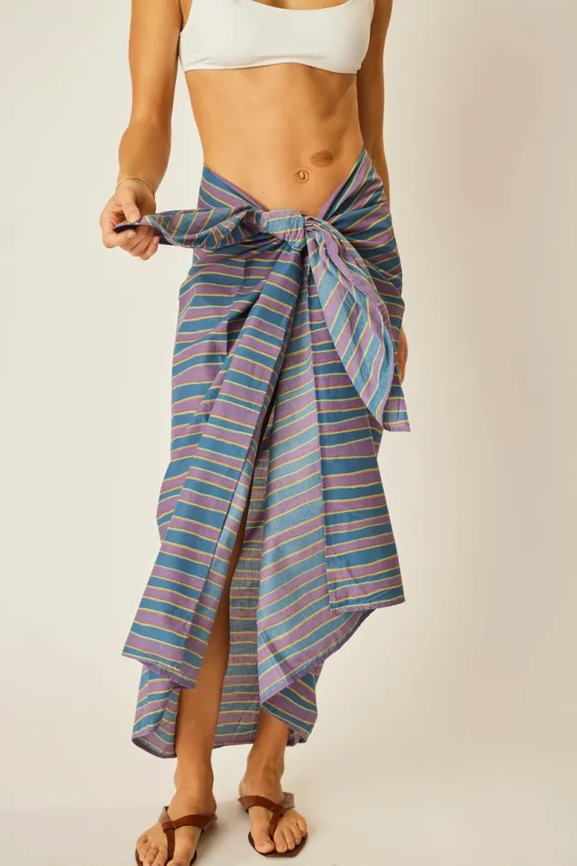 Women Natalie Martin Coverups Sarong Batik Stripe Lavender