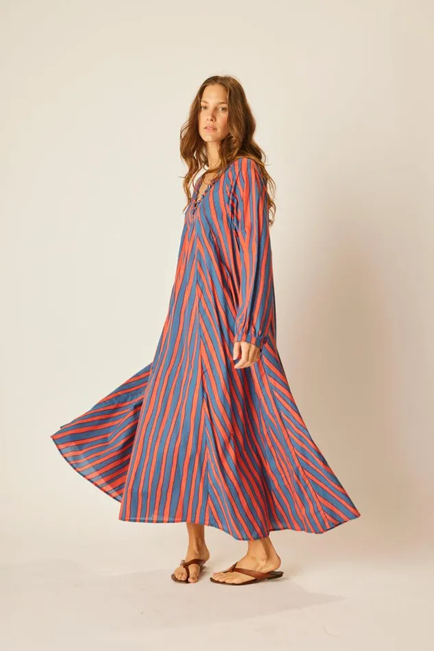 Women Natalie Martin Dresses Fiore Maxi Batik Stripe Blood Orange