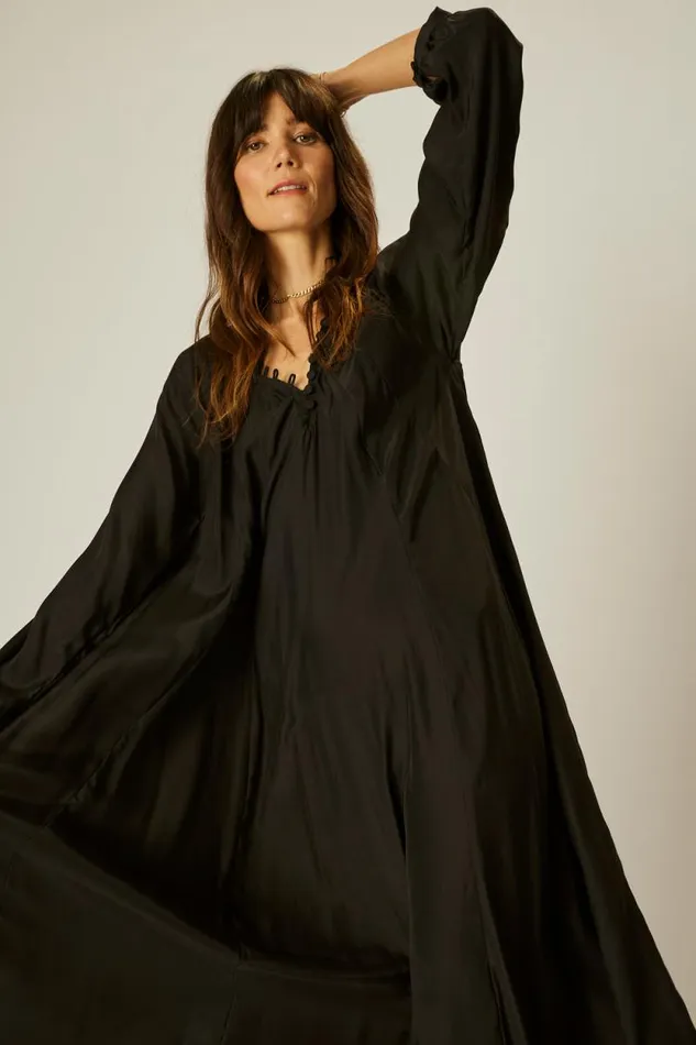 Women Natalie Martin Dresses Fiore Maxi Black Silk