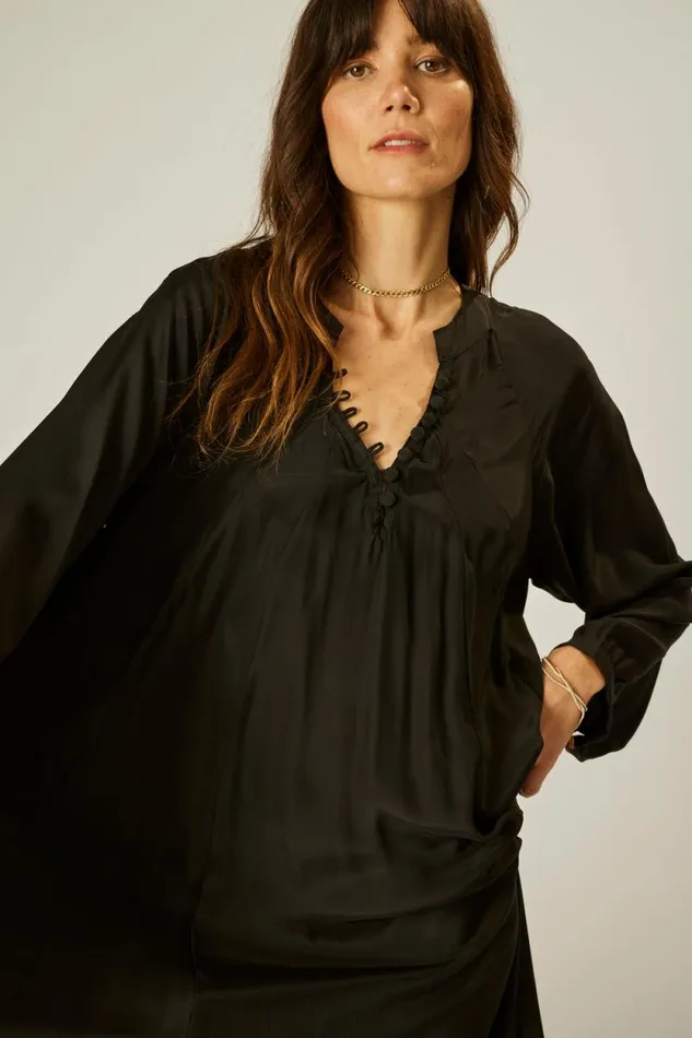Women Natalie Martin Dresses Fiore Maxi Black Silk