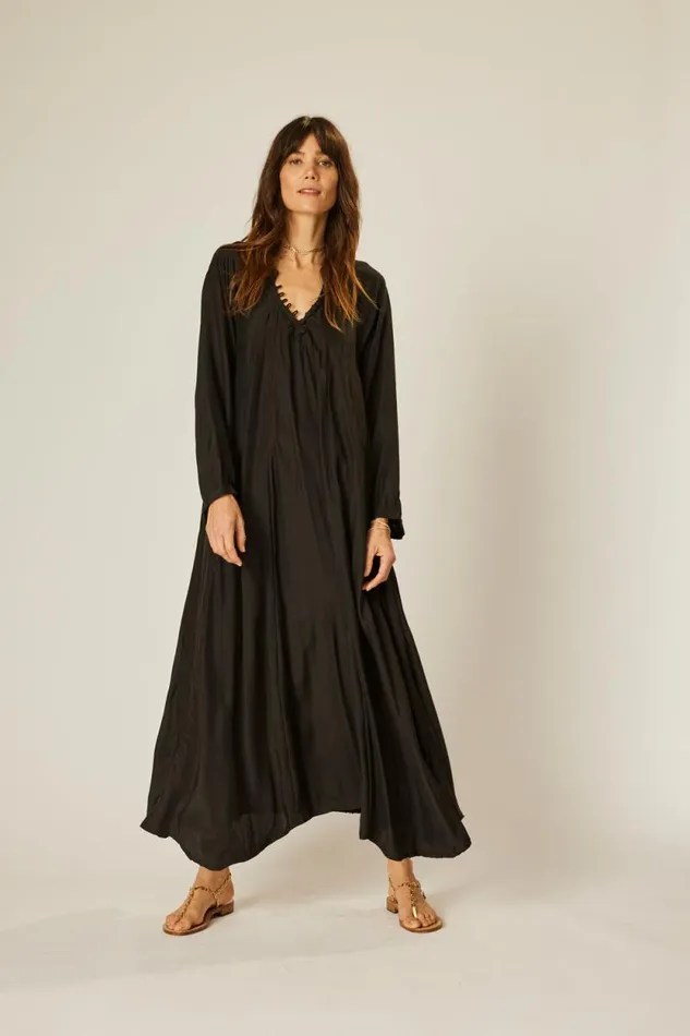 Women Natalie Martin Dresses Fiore Maxi Black Silk
