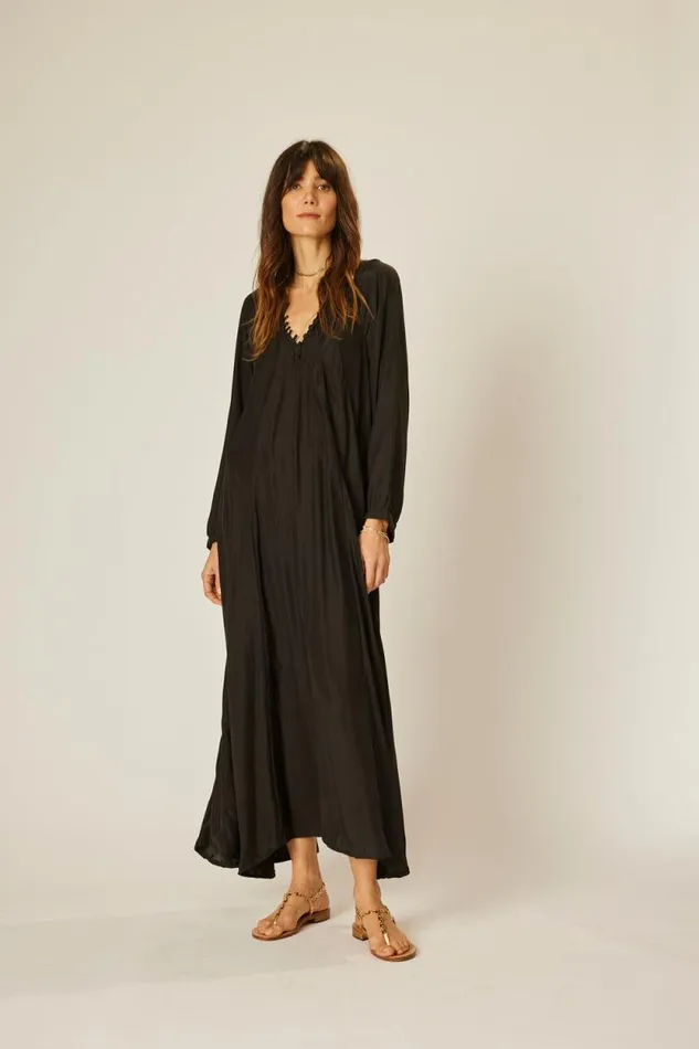 Women Natalie Martin Dresses Fiore Maxi Black Silk