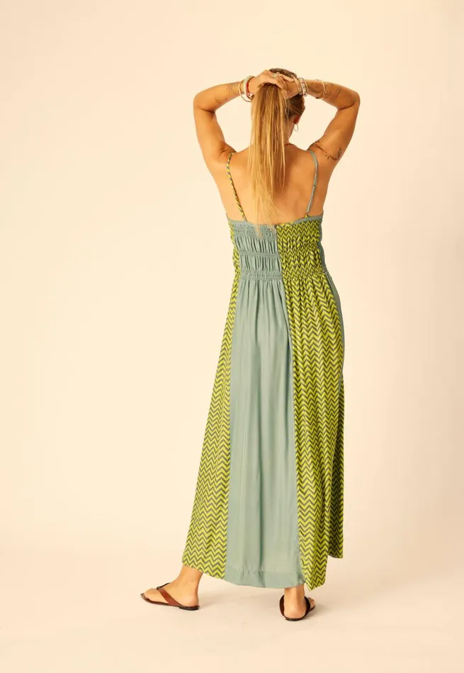 Women Natalie Martin Dresses Gina Maxi Block Zigzag Lime
