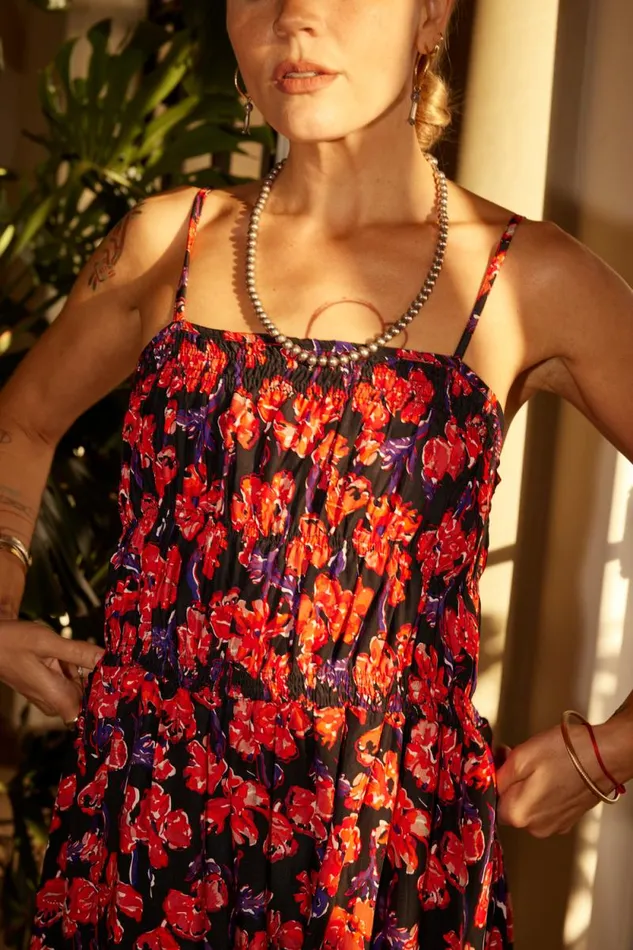 Women Natalie Martin Dresses Gina Maxi Silk Watercolor Print Onyx