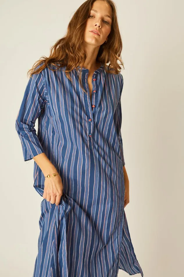 Women Natalie Martin Dresses Isobel Dress Batik Stripe Navy