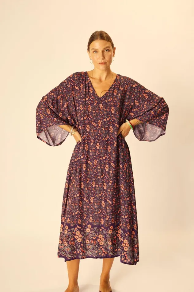 Women Natalie Martin Dresses Marin Dress With Sash Petite Fleur Aubergine