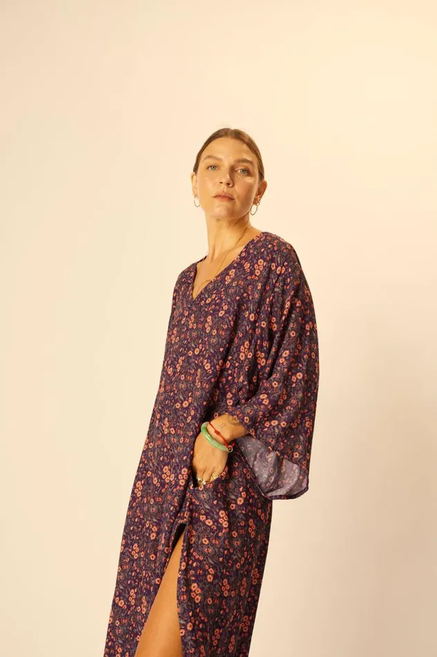 Women Natalie Martin Dresses Marin Dress With Sash Petite Fleur Aubergine