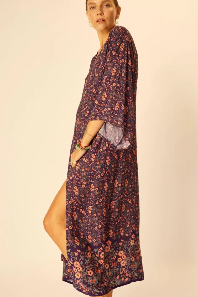 Women Natalie Martin Dresses Marin Dress With Sash Petite Fleur Aubergine