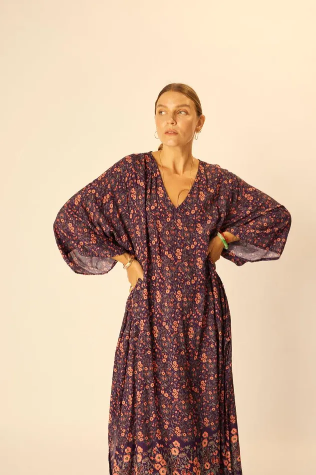 Women Natalie Martin Dresses Marin Dress With Sash Petite Fleur Aubergine