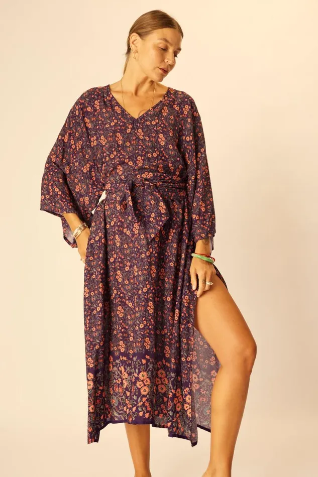 Women Natalie Martin Dresses Marin Dress With Sash Petite Fleur Aubergine