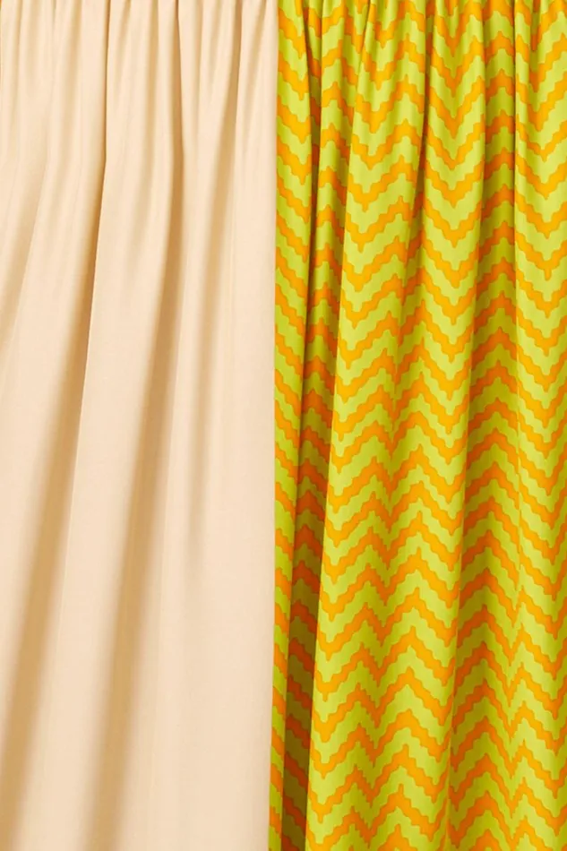 Women Natalie Martin Dresses Nico LS Maxi With Sash Block Zigzag Tangerine