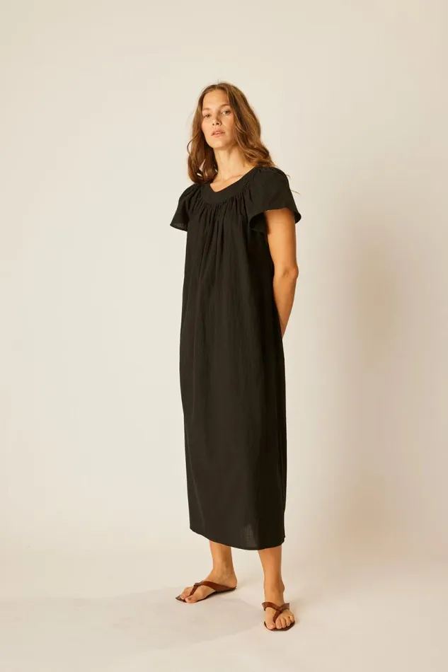 Women Natalie Martin Dresses Sienna Dress Black Flat Cotton