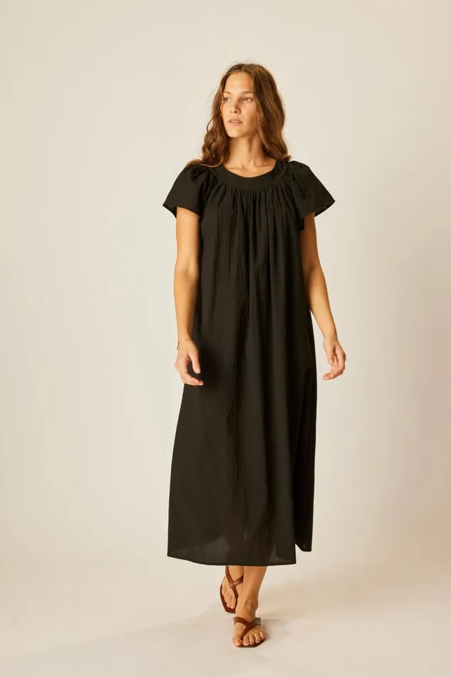 Women Natalie Martin Dresses Sienna Dress Black Flat Cotton