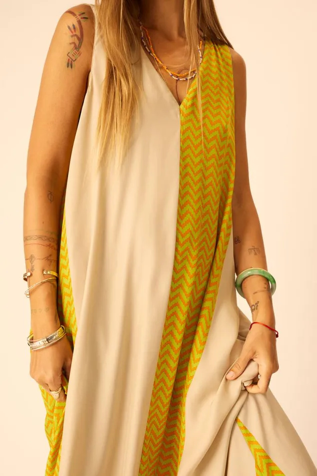 Women Natalie Martin Dresses Tova Maxi Block Zigzag Tangerine