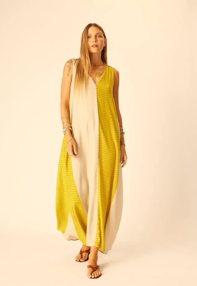 Women Natalie Martin Dresses Tova Maxi Block Zigzag Tangerine