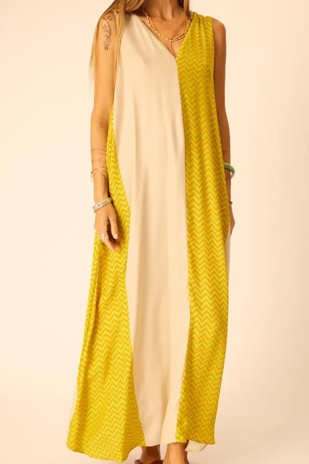 Women Natalie Martin Dresses Tova Maxi Block Zigzag Tangerine