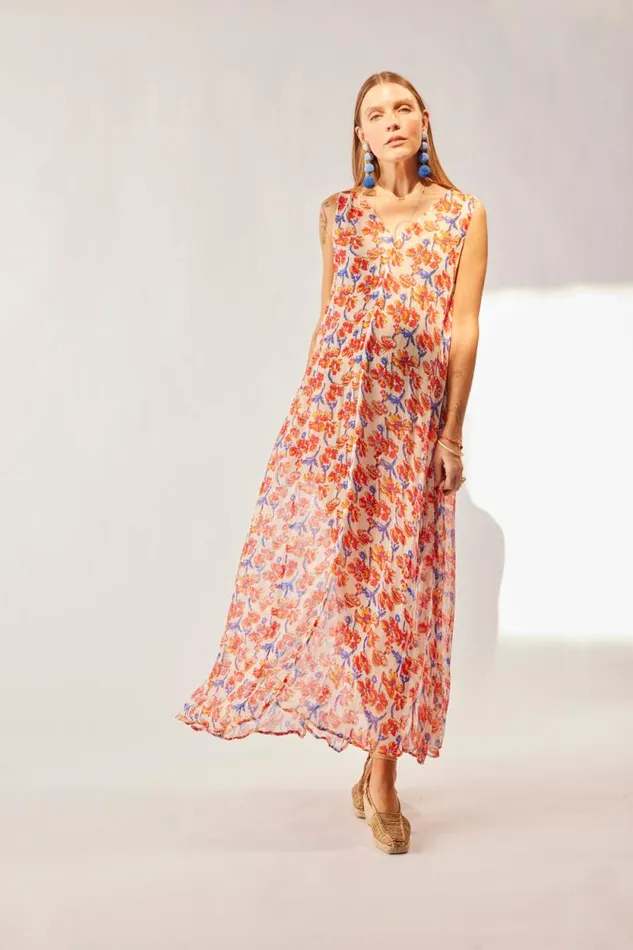 Women Natalie Martin Dresses Tova Maxi Chiffon Watercolor Clemen