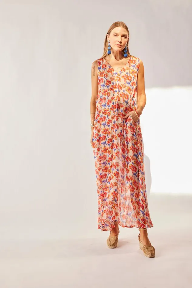 Women Natalie Martin Dresses Tova Maxi Chiffon Watercolor Clemen