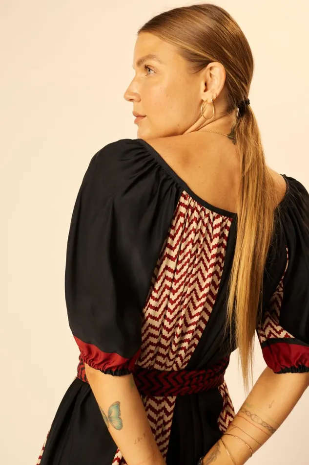 Women Natalie Martin Dresses Vivi Dress Block Zigzag Noire