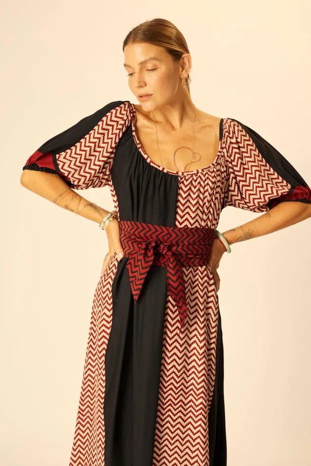 Women Natalie Martin Dresses Vivi Dress Block Zigzag Noire