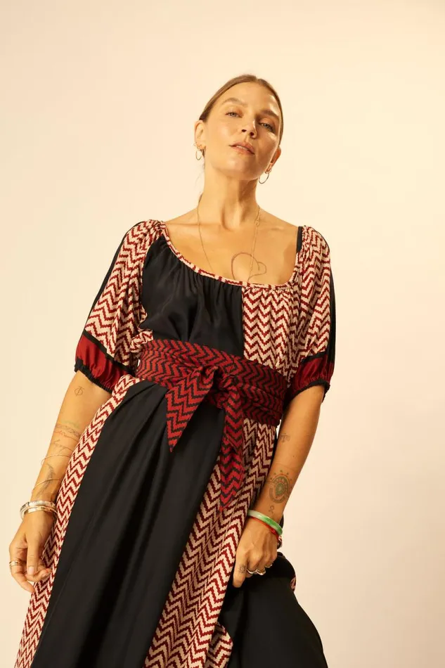 Women Natalie Martin Dresses Vivi Dress Block Zigzag Noire